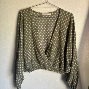 Audrey Green Polka Dot Blouse